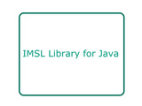 IMSL Java Library | Java應用程序的高等數學和統計學
