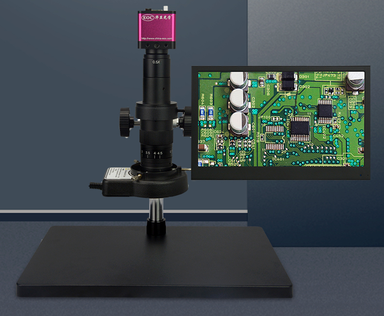 EOC华显光学200万工业视频显微镜HDMI接口视屏显微镜生产线线路板观察检测