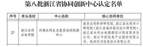 喜报！浙江水利水电学院成功入选第八批浙江省协同创新中心