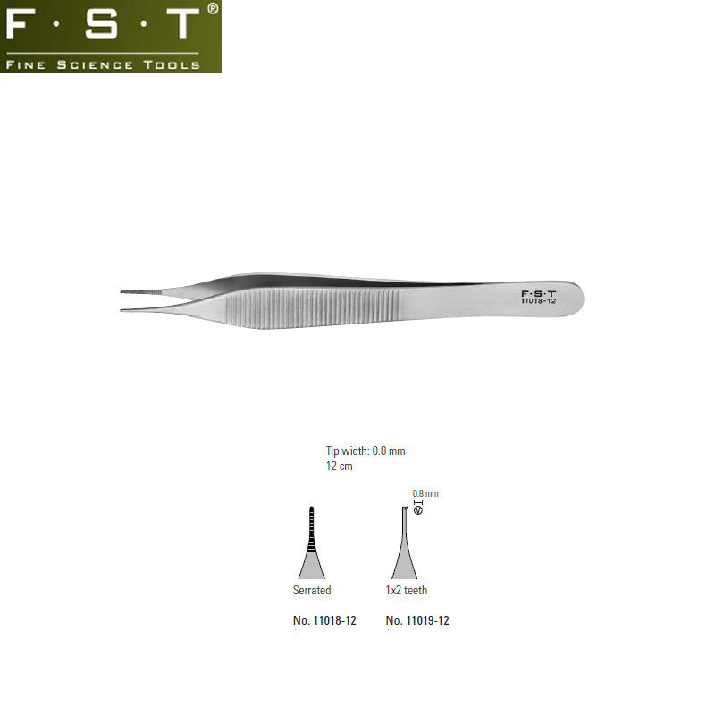 Adson微型細齒鑷FST細齒鑷11018-12 德國進口Adson 1x2細齒鑷11019-12