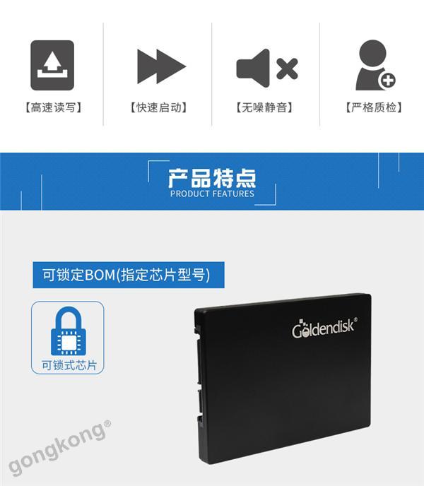 Goldendisk 加密电脑服务器固态硬盘2.5寸 128G工业级SSD免费送软件